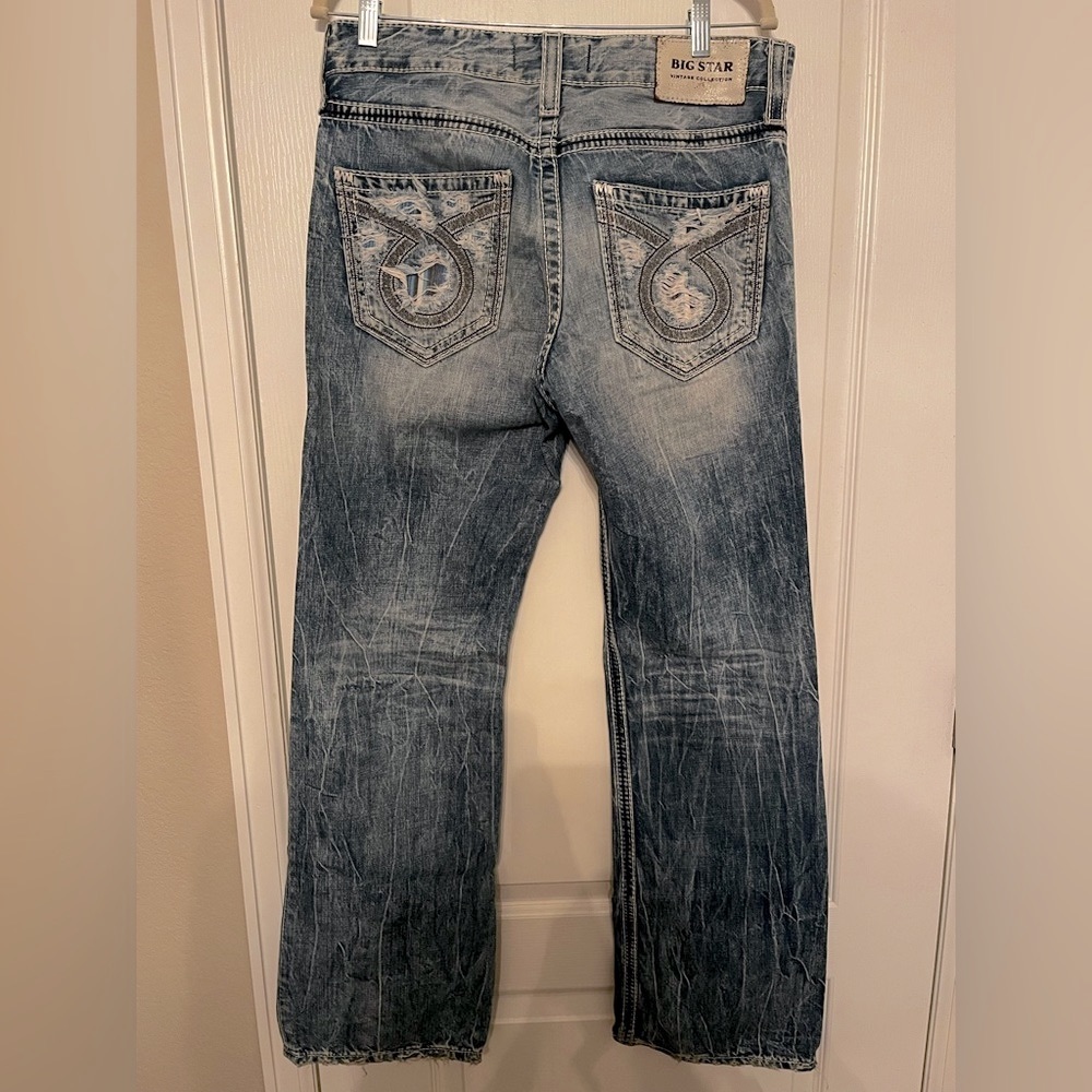 Big Star Vintage Collection jeans, distressed with patches. Rare style. 32R